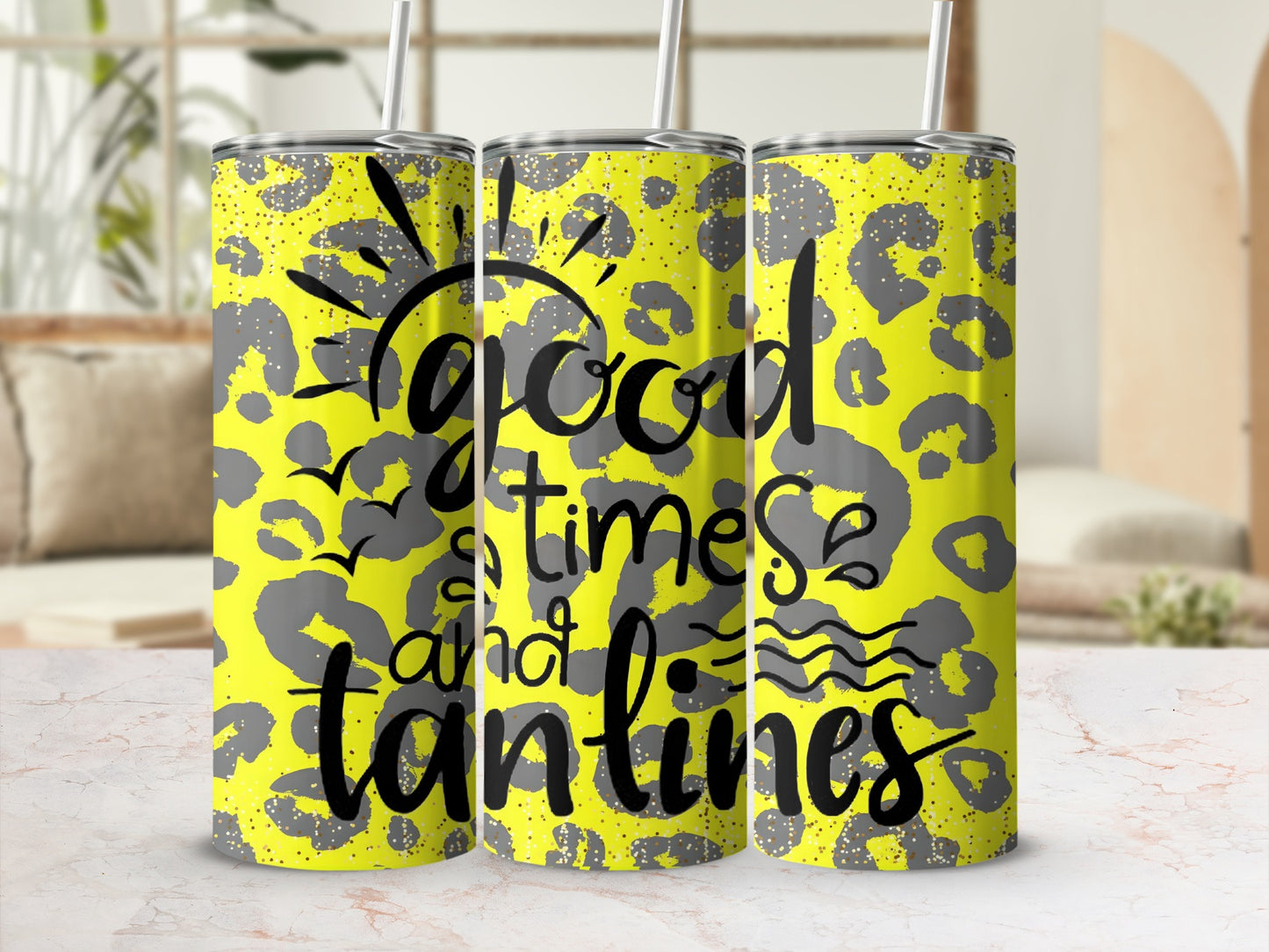 Good Times and Tan Lines Leopard Tumbler Cup