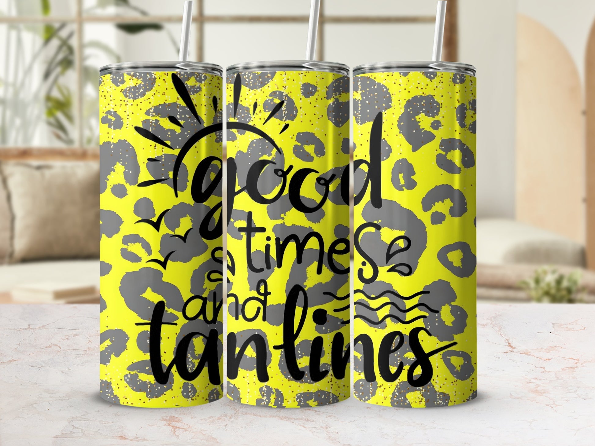 Good Times and Tan Lines Leopard Tumbler Cup