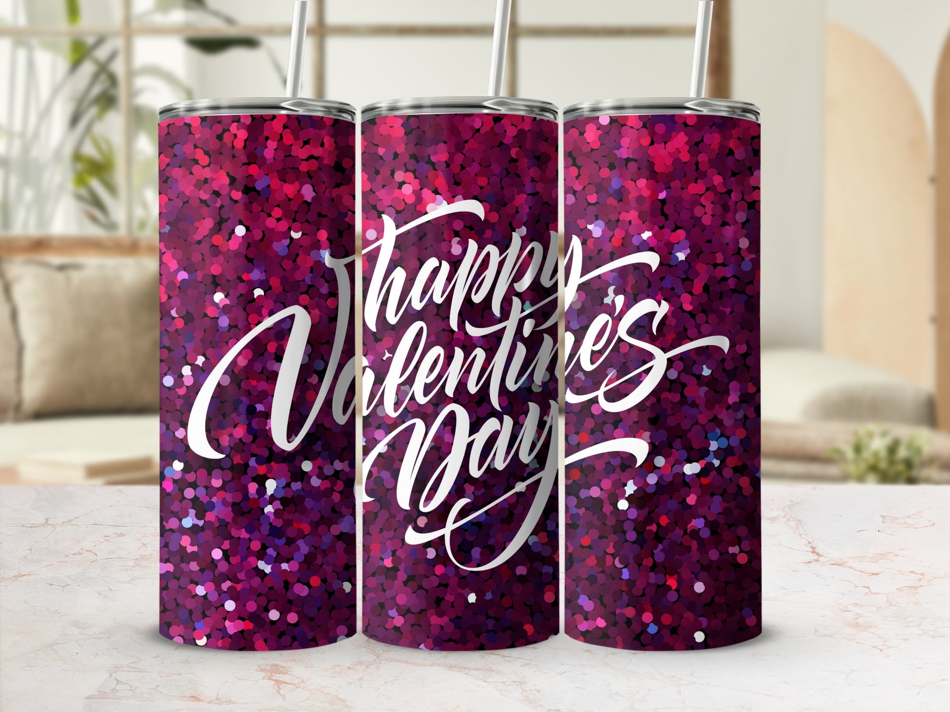 Happy Valentine's Day Glitter Tumbler Kids Gift