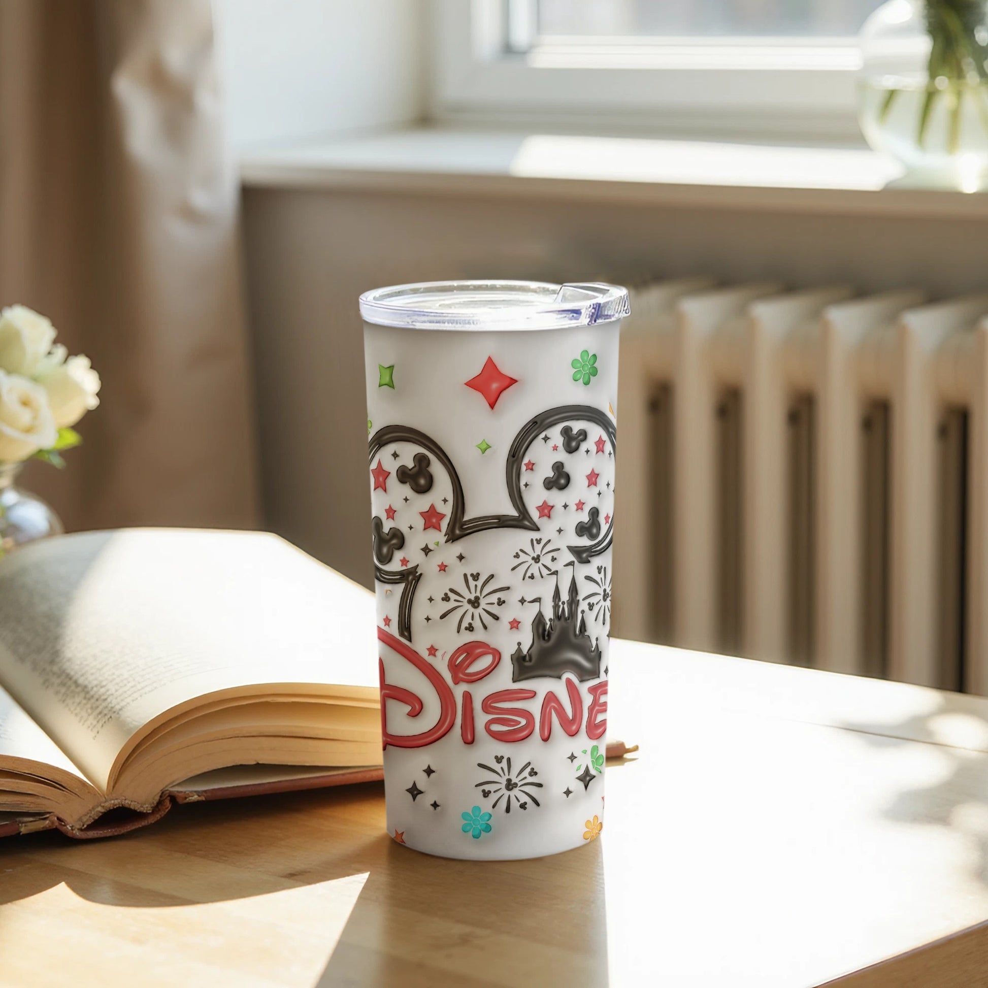 Disney Tumbler Featuring Iconic Mouse Ears and Castle Design