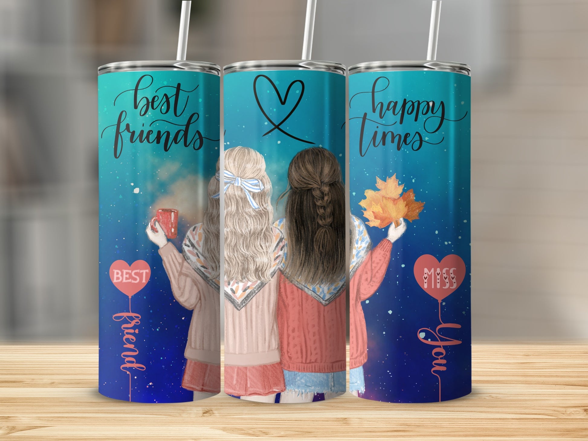 Best Friends Happy Times Customizable Tumbler Cups
