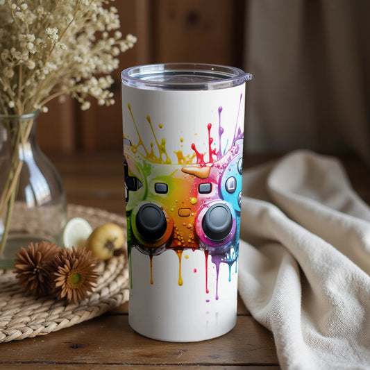 Vibrant Camera Design Tumbler for Photography Lovers