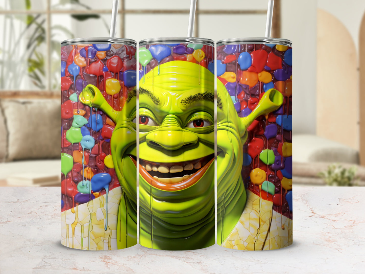 Vibrant Shrek Face Design Colorful Artwork Tumblr