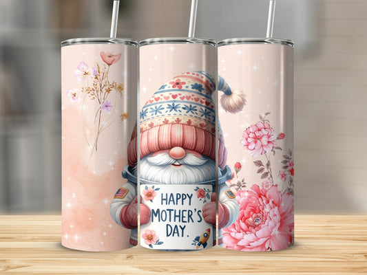 Happy Mother's Day Gnome Floral Design Tumbler
