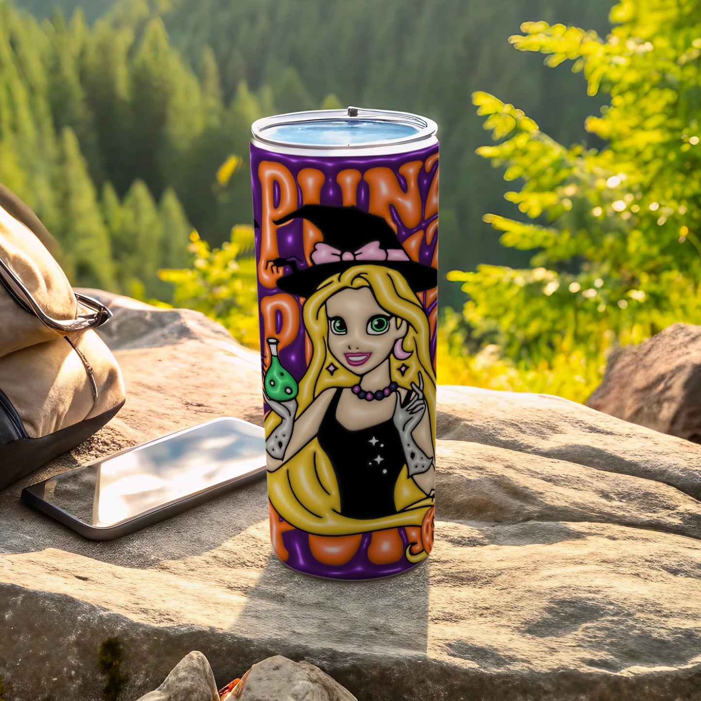 Colorful Tumbler Featuring Funky Witch Character Design