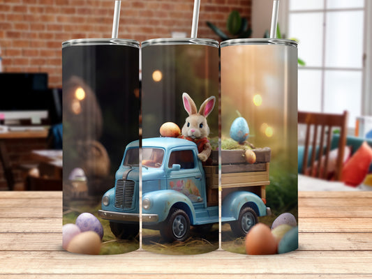 Whimsical Easter Bunny Blue Truck Eggs Scene Product Type