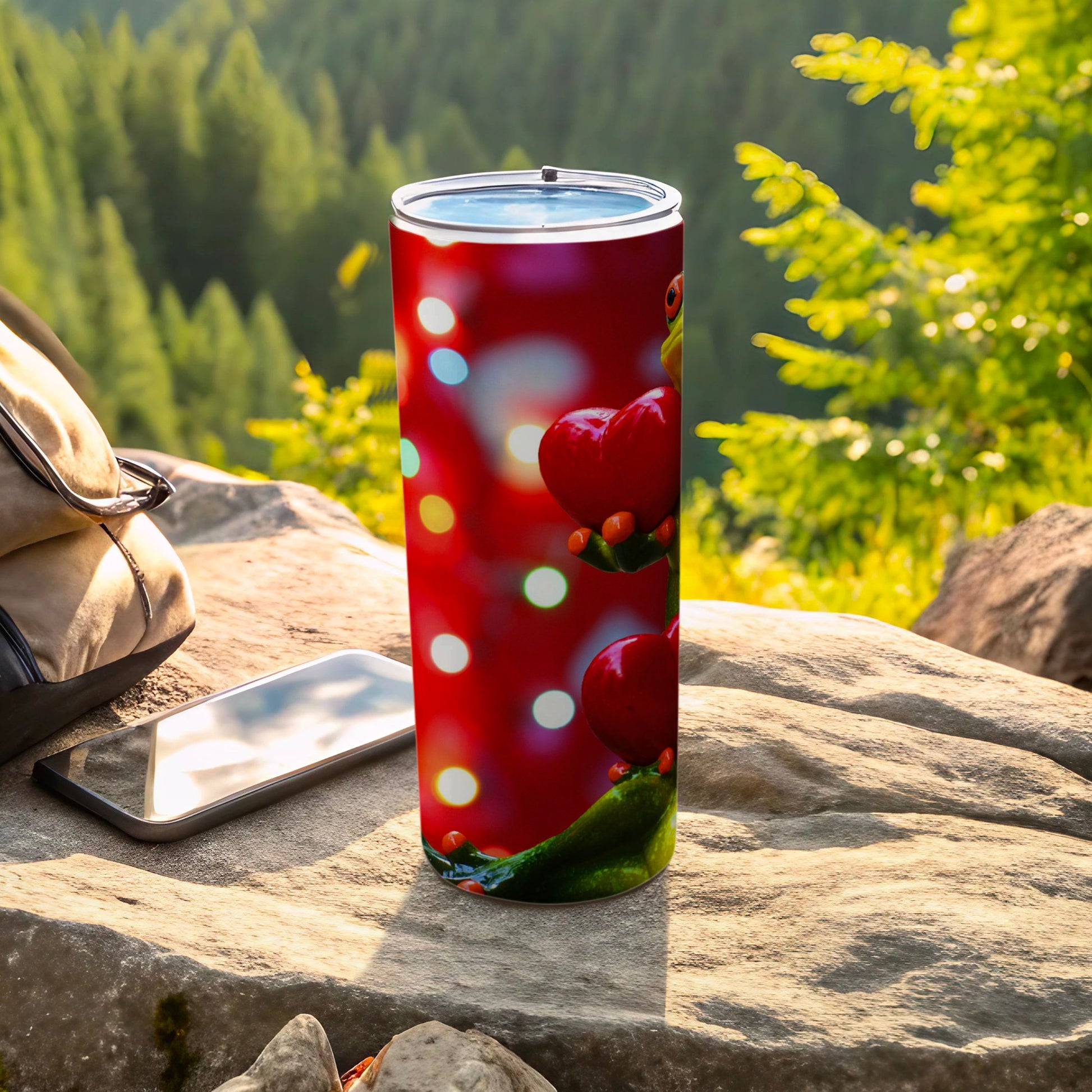 Red-Eyed Tree Frog Hearts Bokeh Lights Tumbler product type