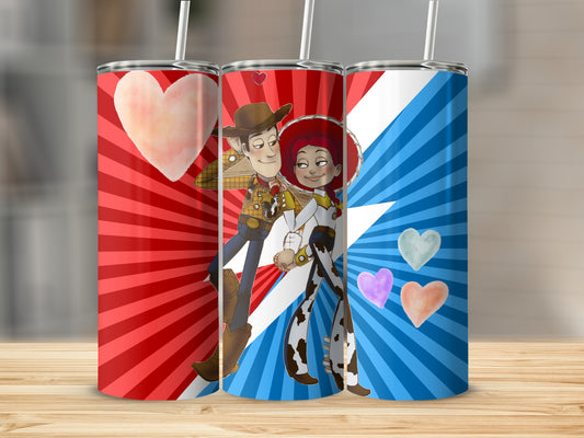 Woody and Jessie Design Red and Blue Tumblers