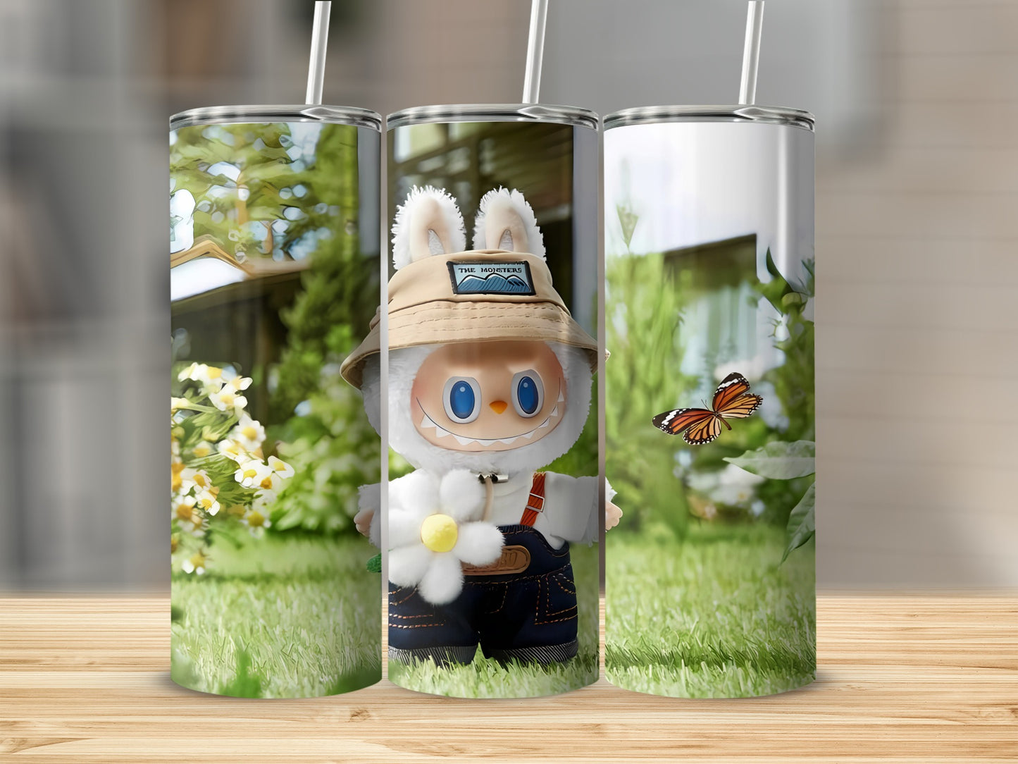 Cute Garden Cartoon Character and Butterfly Tumbler