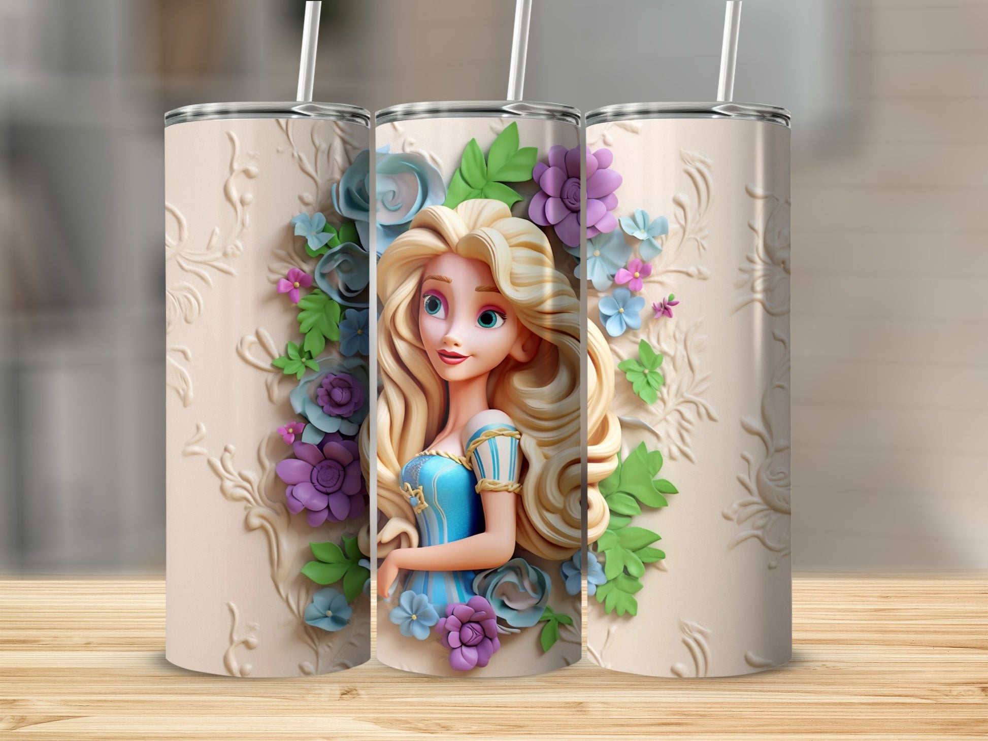 Enchanting Princess Floral Design Tumbler Product