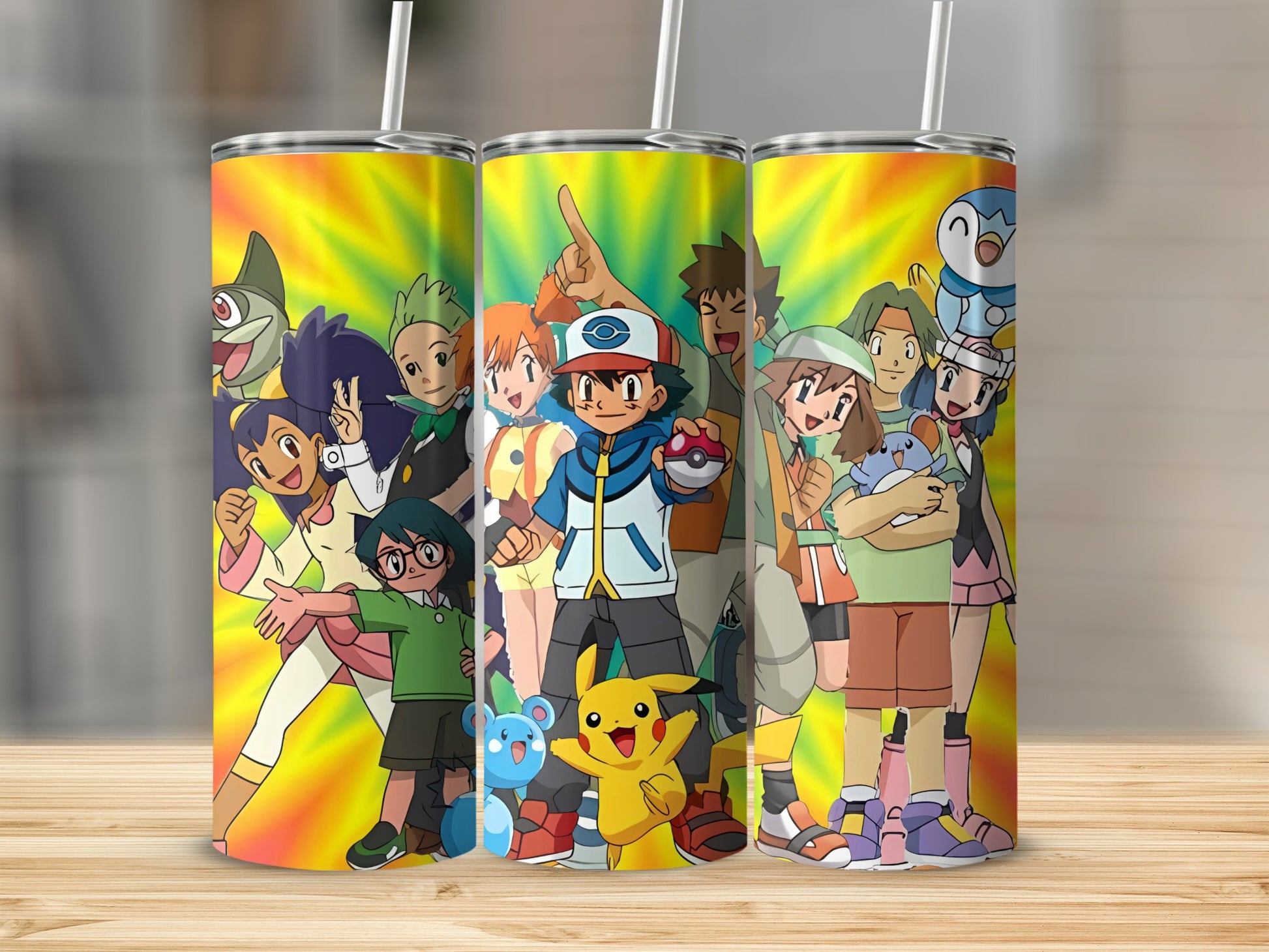 Colorful Anime Characters Artwork Tumbler With Straw