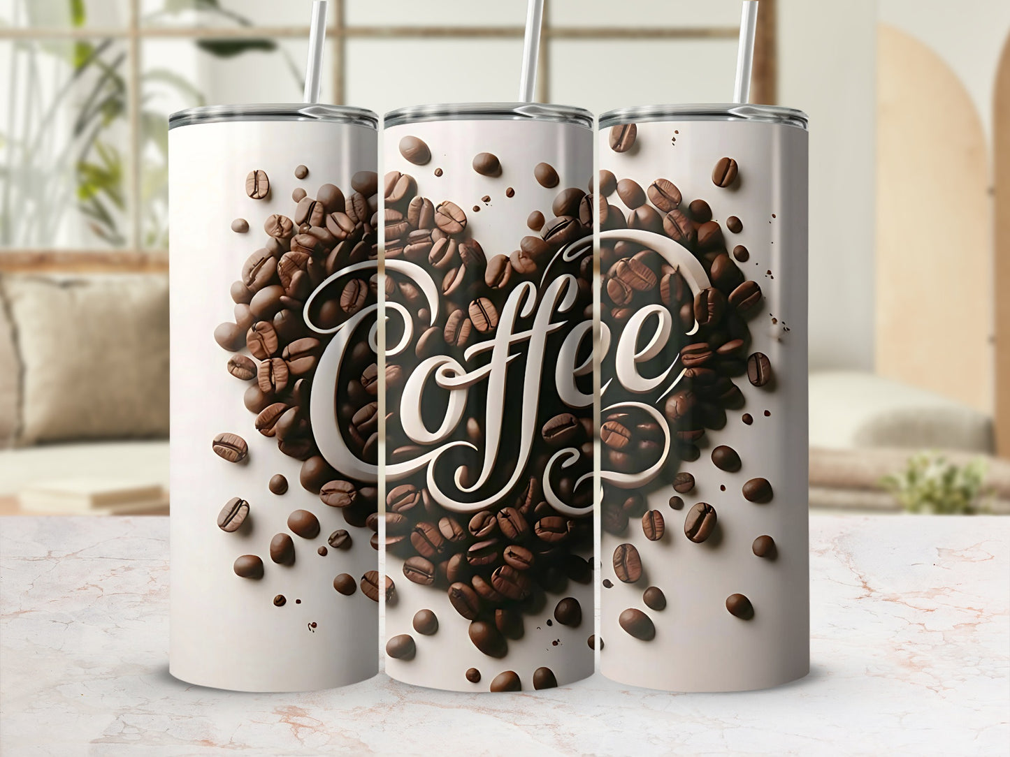 Coffee Lovers Heart Design Stainless Steel Tumbler