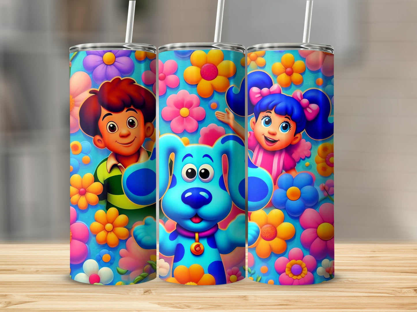 Colorful Kids Cartoon Characters Themed Tumblers