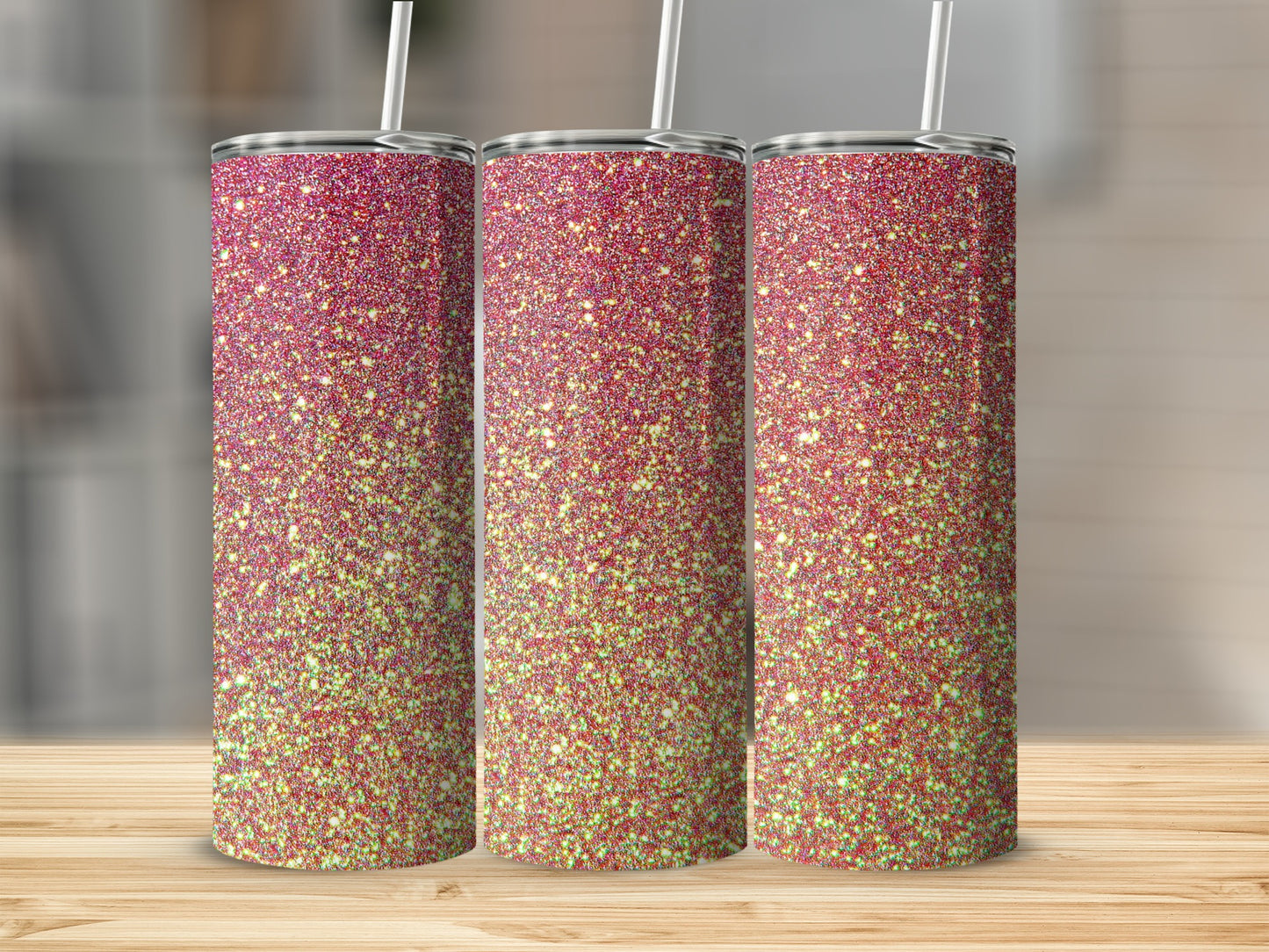 Glittery Pink and Yellow Sparkle Tumblers Product