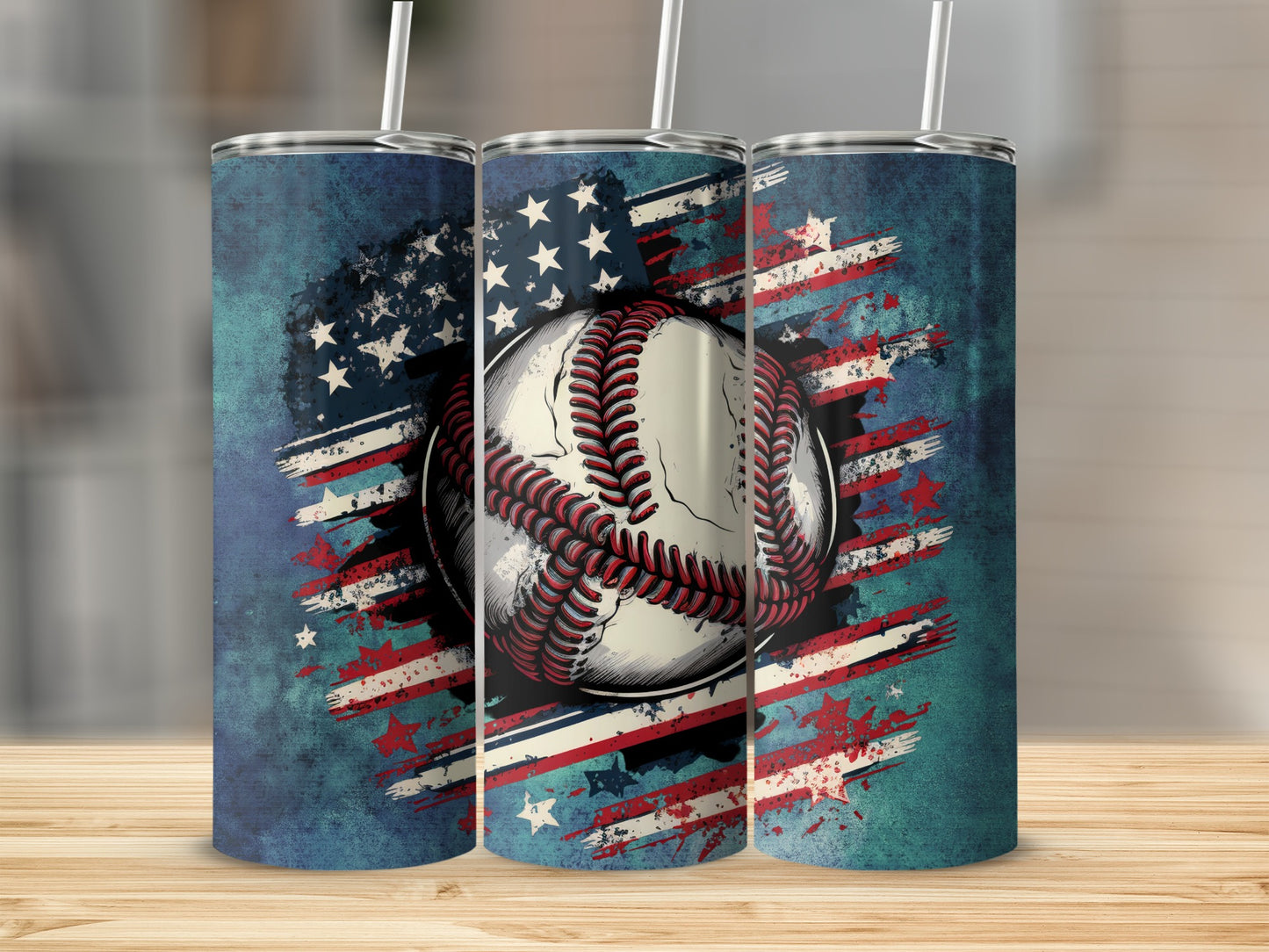 American Flag and Baseball Design Tumbler Product