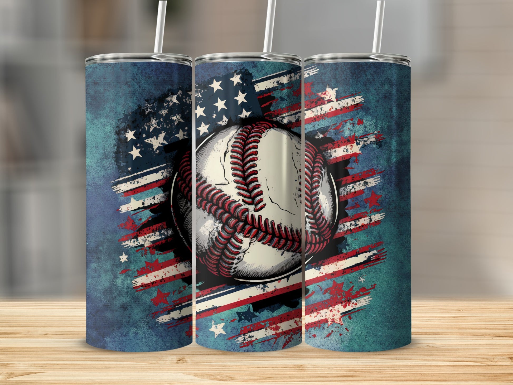 American Flag and Baseball Design Tumbler Product