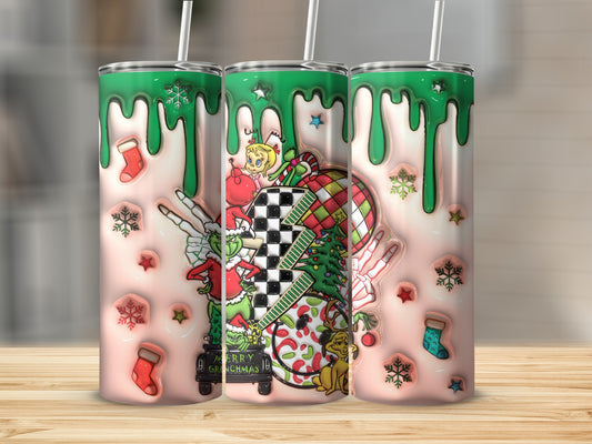 Festive Christmas Grinch and Cindy Lou Tumbler Cup