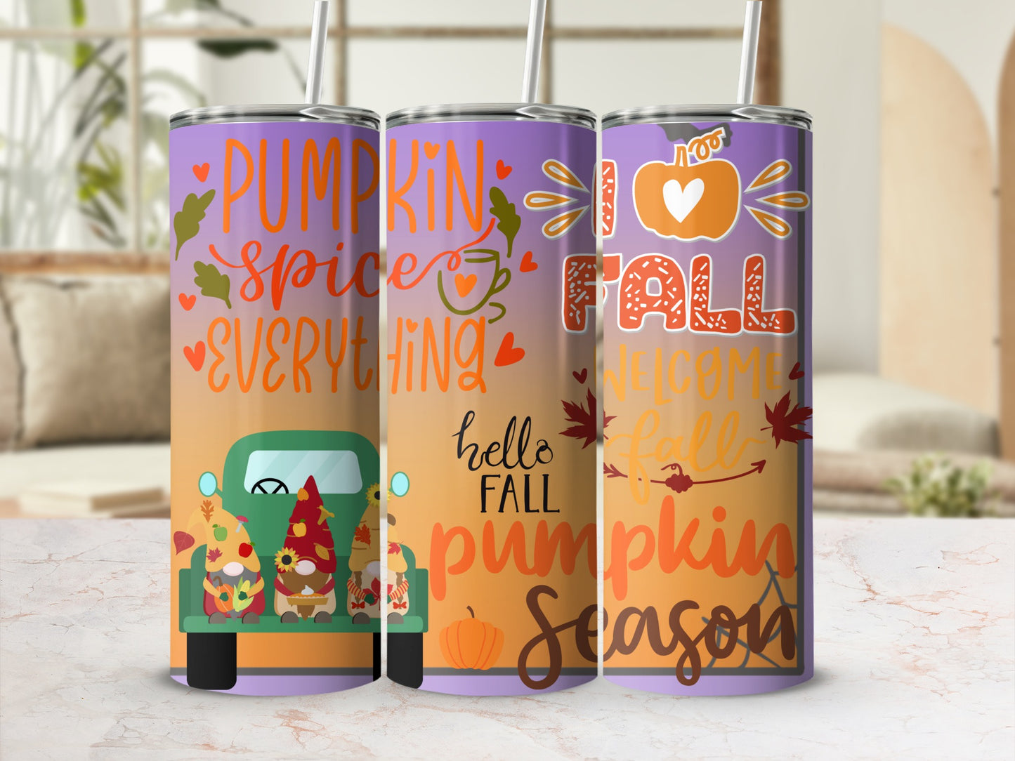 Pumpkin Spice Everything Fall Gnome Tumbler Set