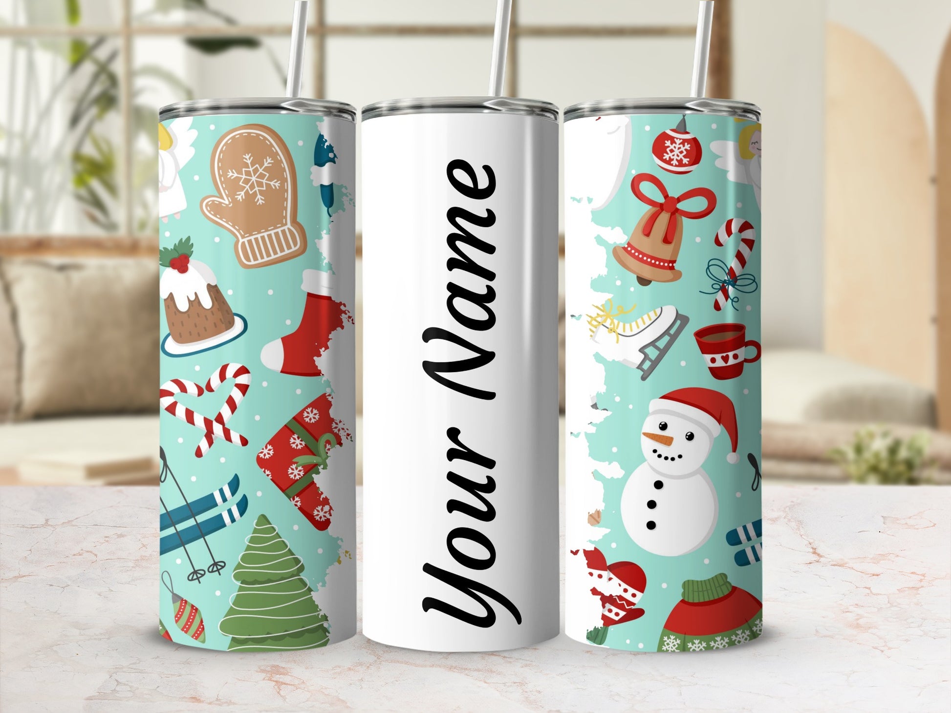 Personalized Christmas Themed Insulated Tumbler