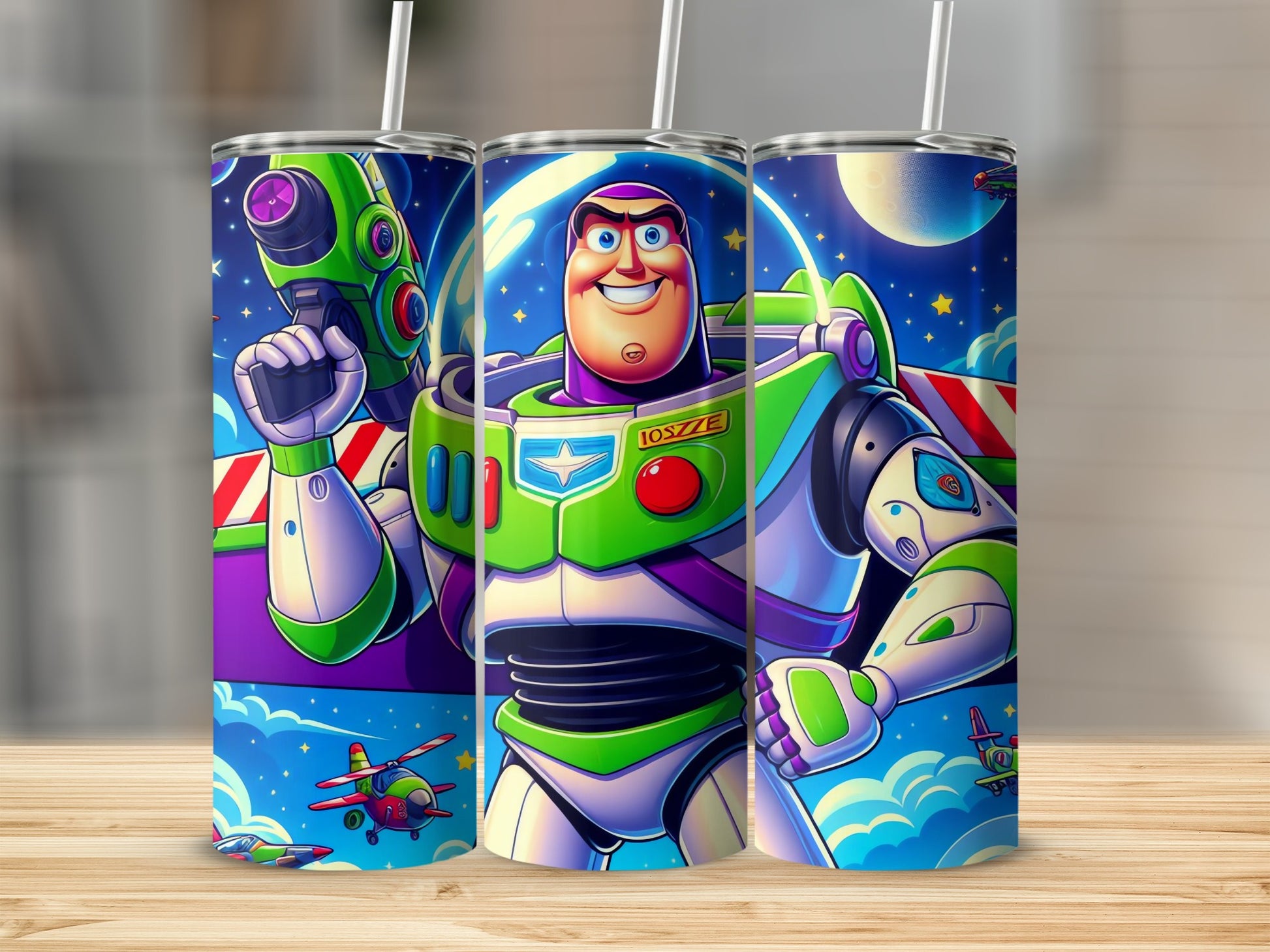 Colorful Buzz Lightyear Tumbler With Straw 20oz Cup