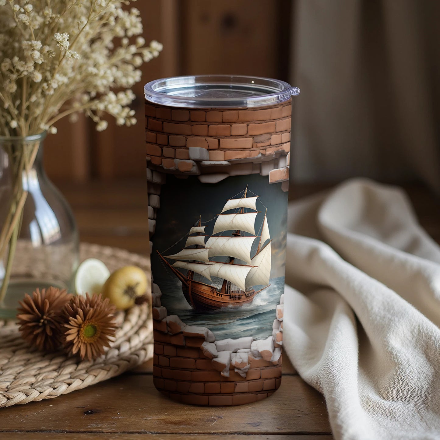Vintage Sailboat Illustration Tumbler Product