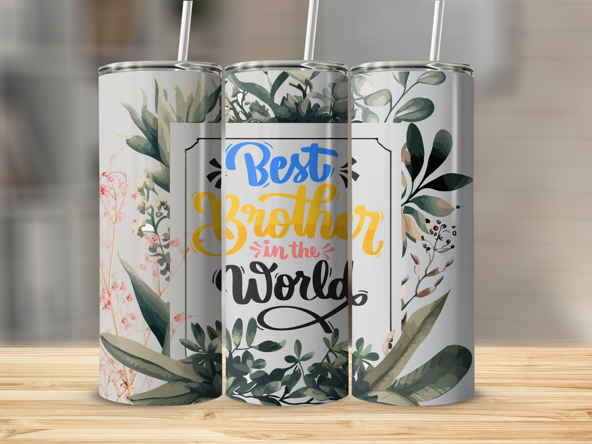 Best Brother in the World Floral Tumbler