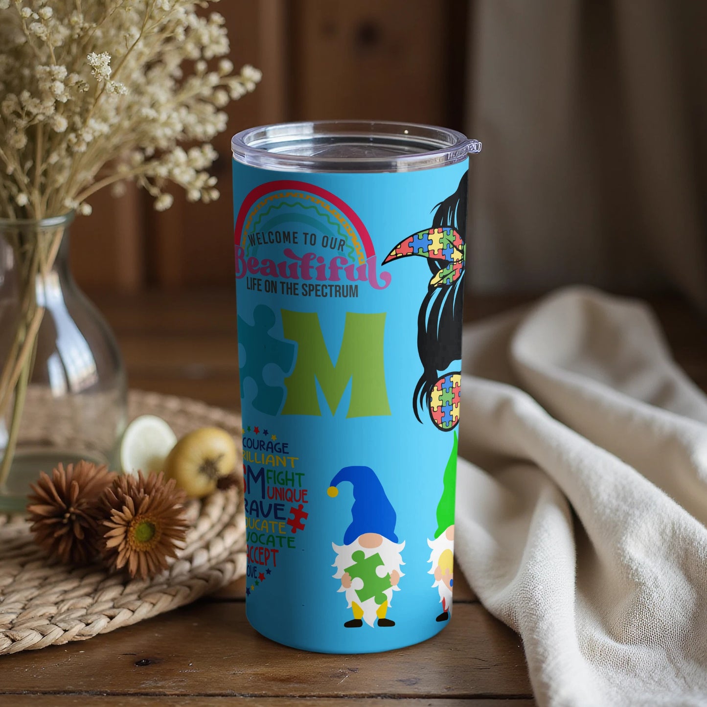 Autism Awareness Gnome Tumbler Custom Cup Gift