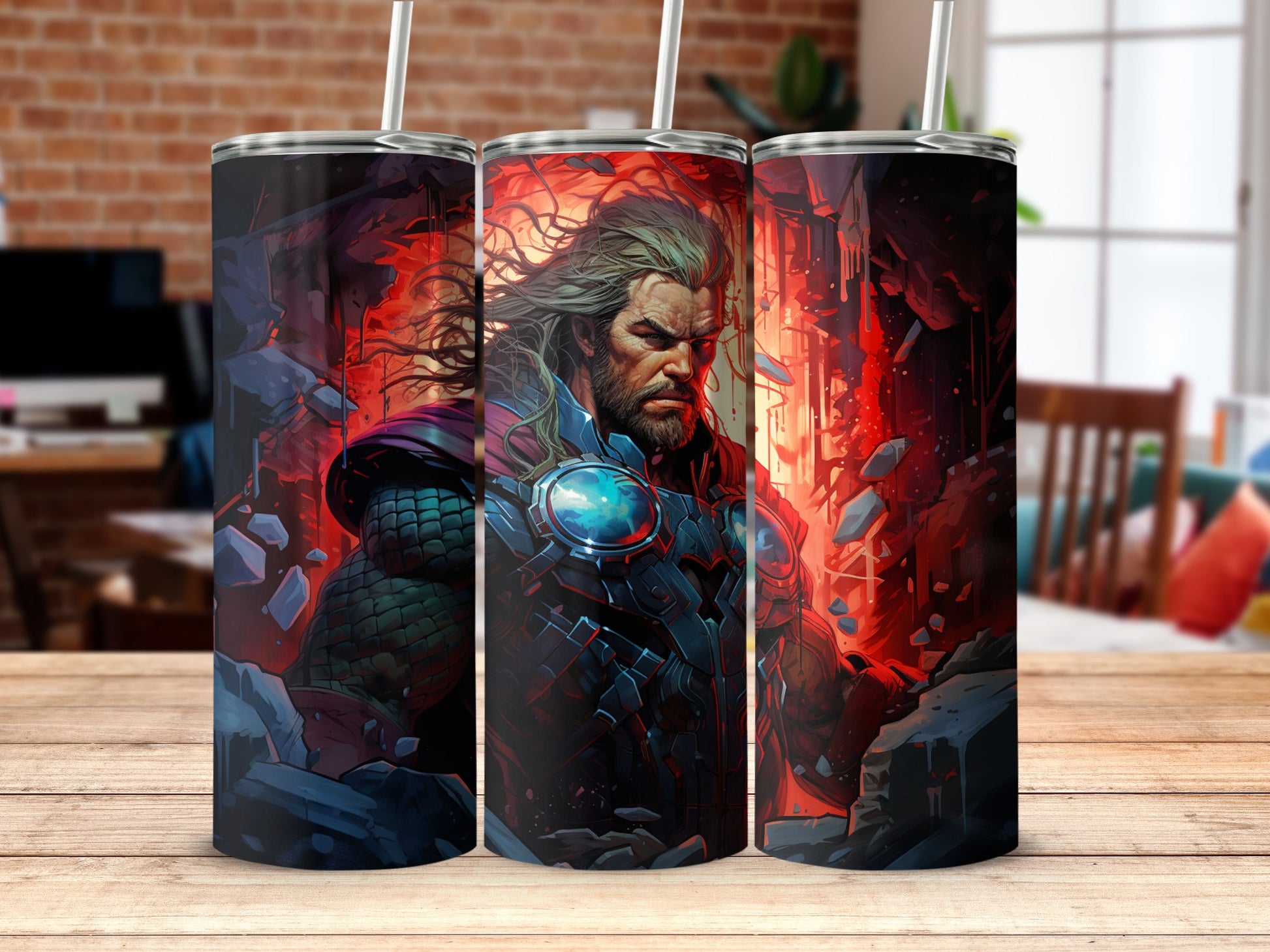 Viking Warrior Art Tumbler with Epic Fantasy Design