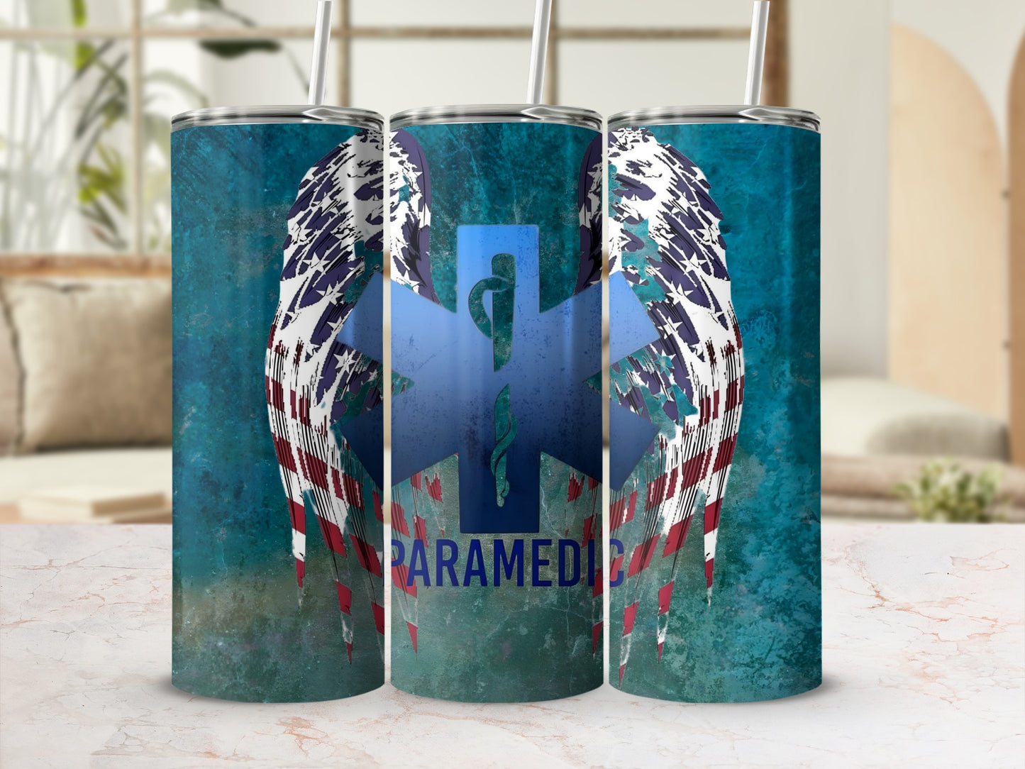 Paramedic Star of Life and Angel Wings Tumbler