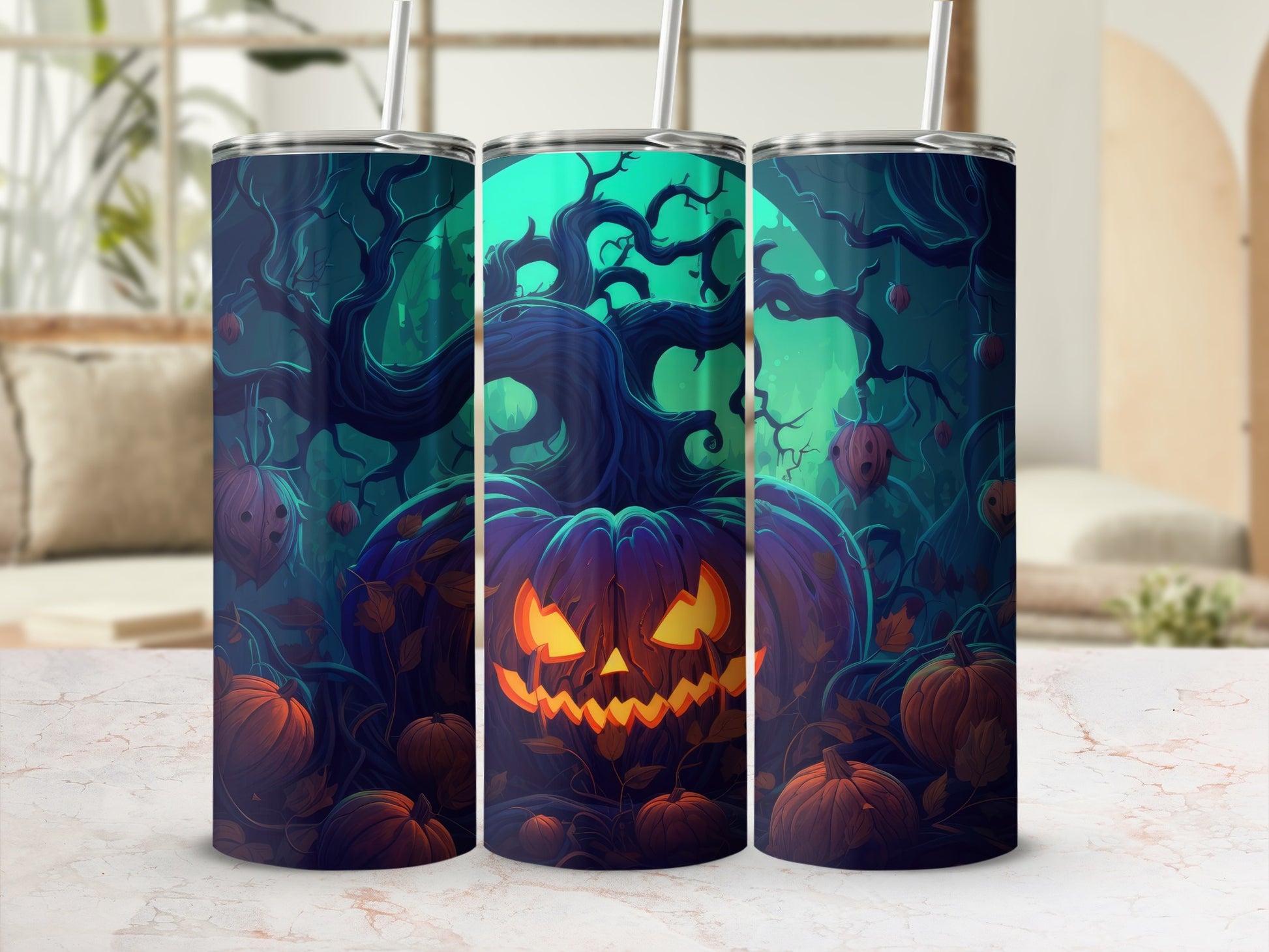 Spooky Halloween Pumpkin Design Tumbler product
