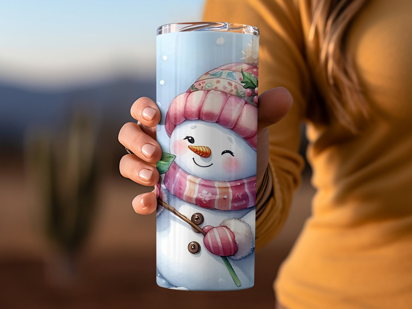 Cute Snowman Illustration Travel Tumbler Cup