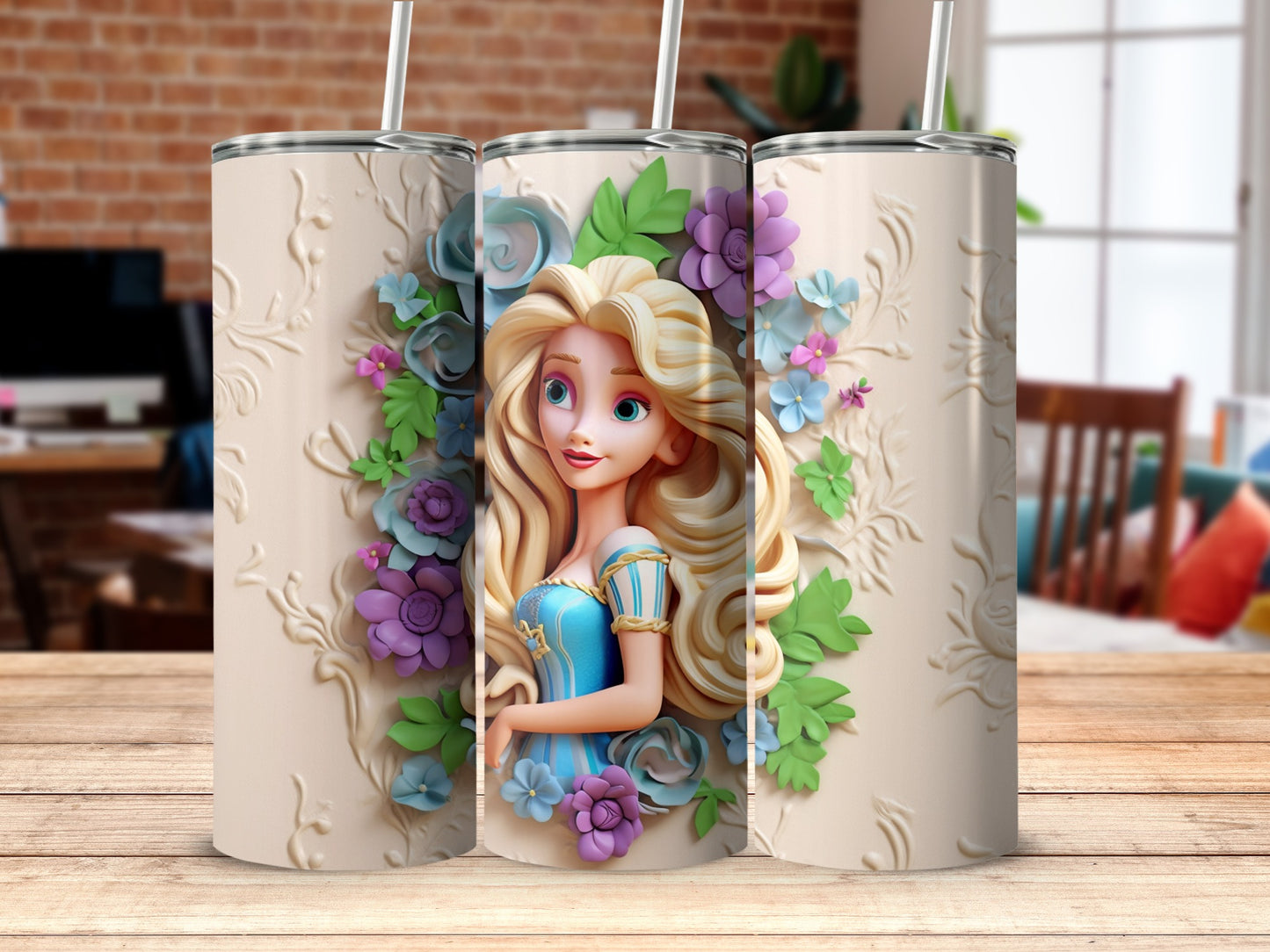 Beautiful Princess Inspired Design Decorated Tumbler