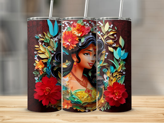 Floral Princess Themed Colorful Tumbler Cup