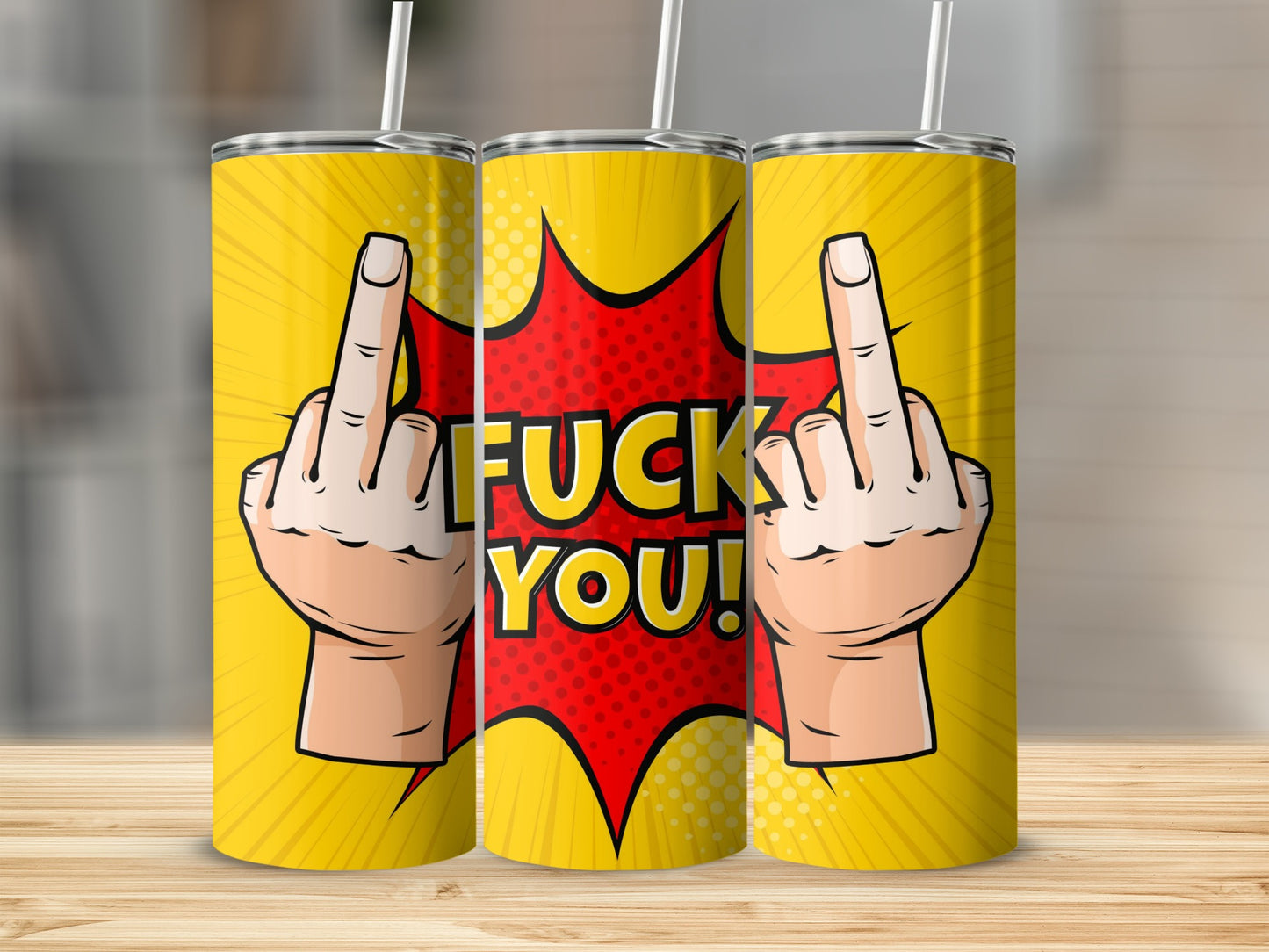 Bold Graphic Middle Finger Design Tumbler Cup