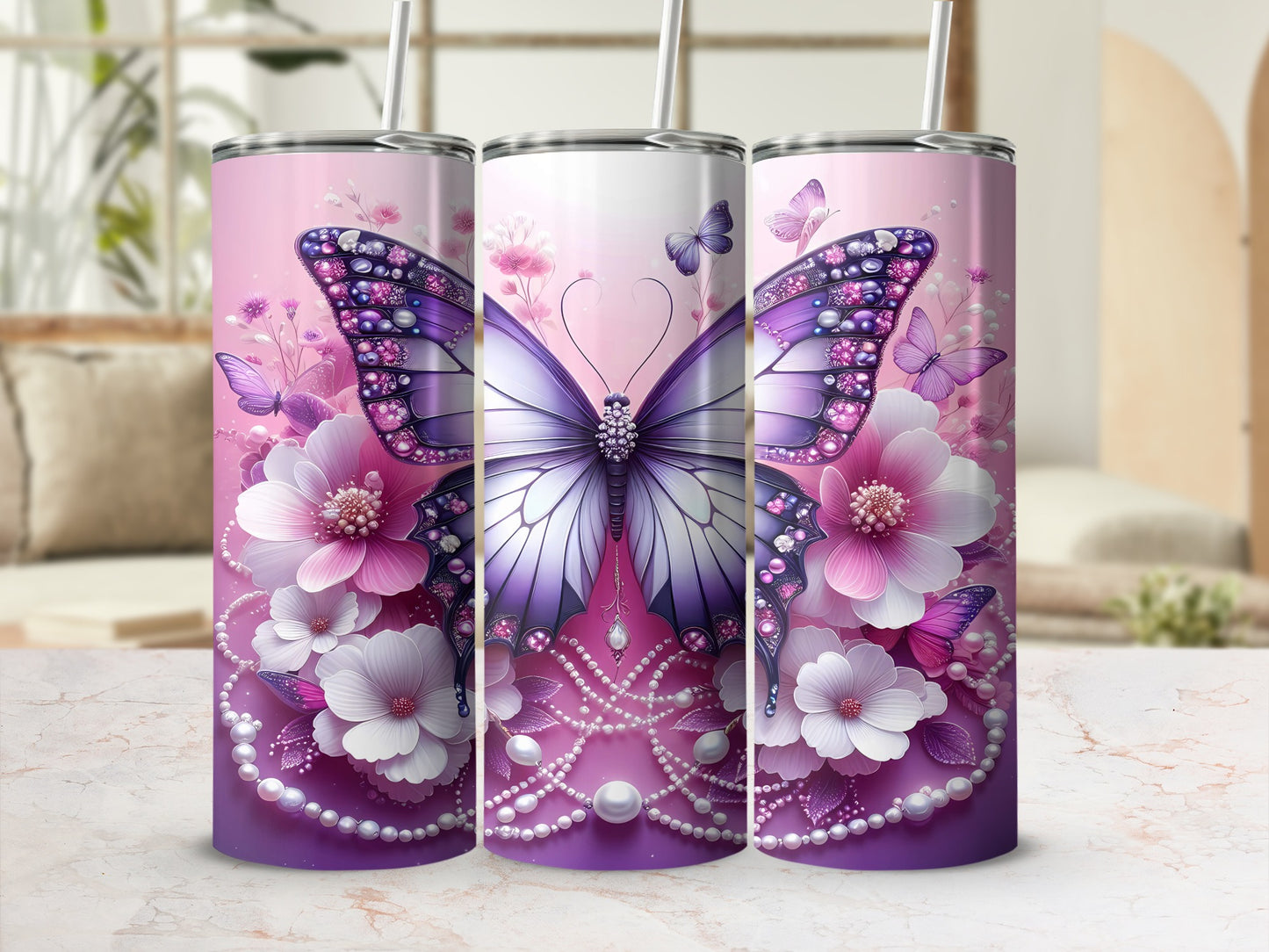 Elegant Jeweled Butterfly Floral Pearl Design product type
