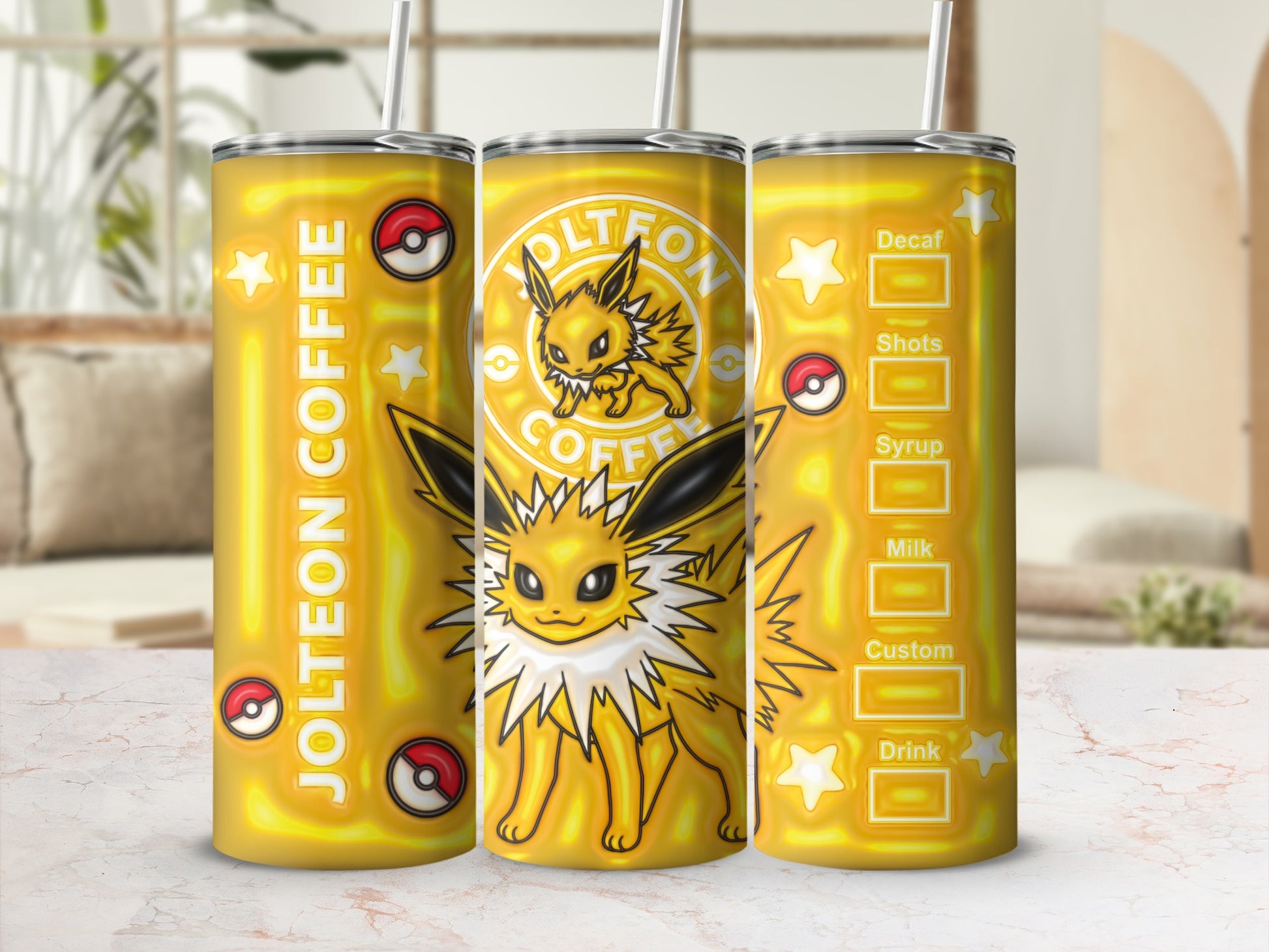Jolteon Coffee Tumbler with Custom Drink Options