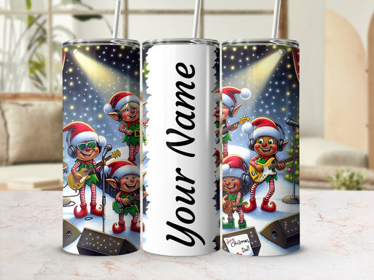 Personalized Elf Band Christmas Scene Tumbler