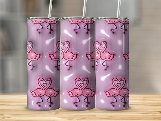 Flamingo Heart Pattern 20oz Skinny Tumbler