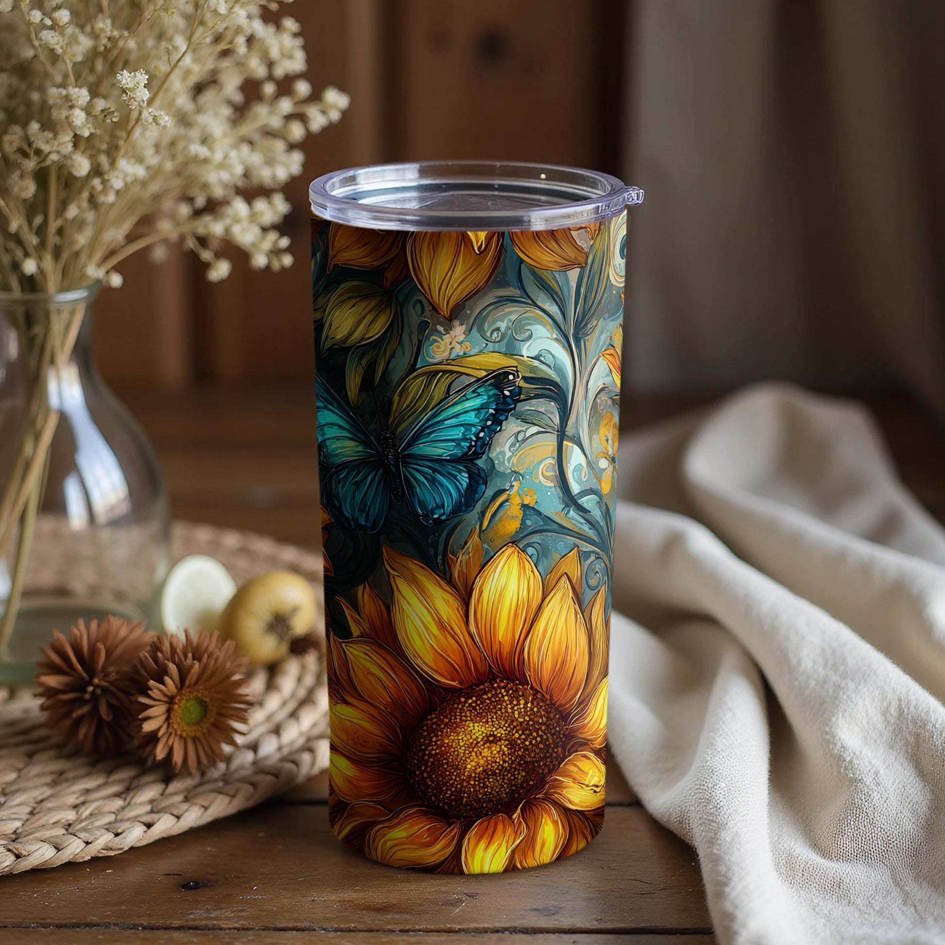Sunflower and Butterfly Insulated Tumbler Product