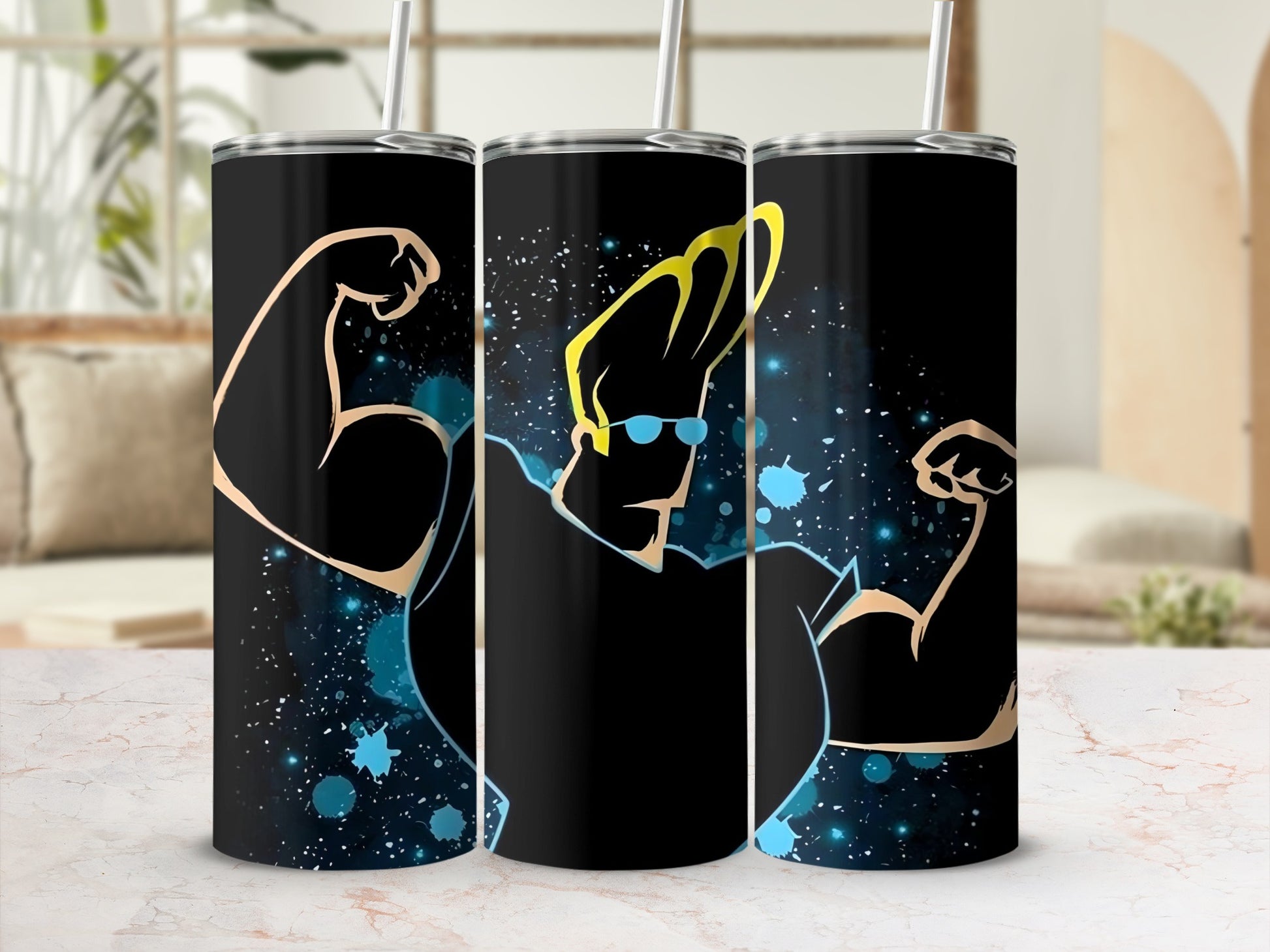Cartoon Character Flexing Muscles Design Tumbler