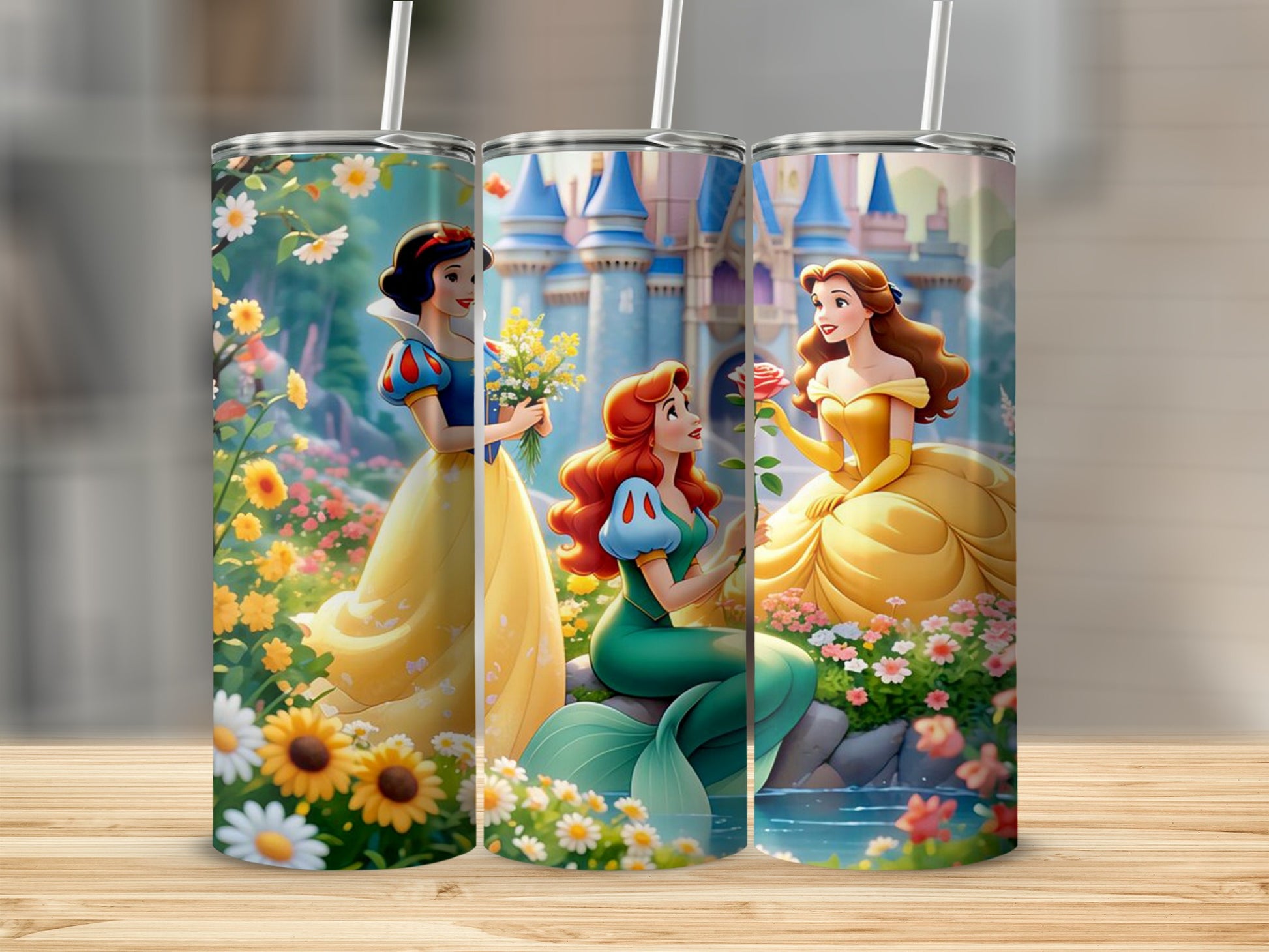 Fairy Tale Princesses Disney Castle Themed Tumbler Cup