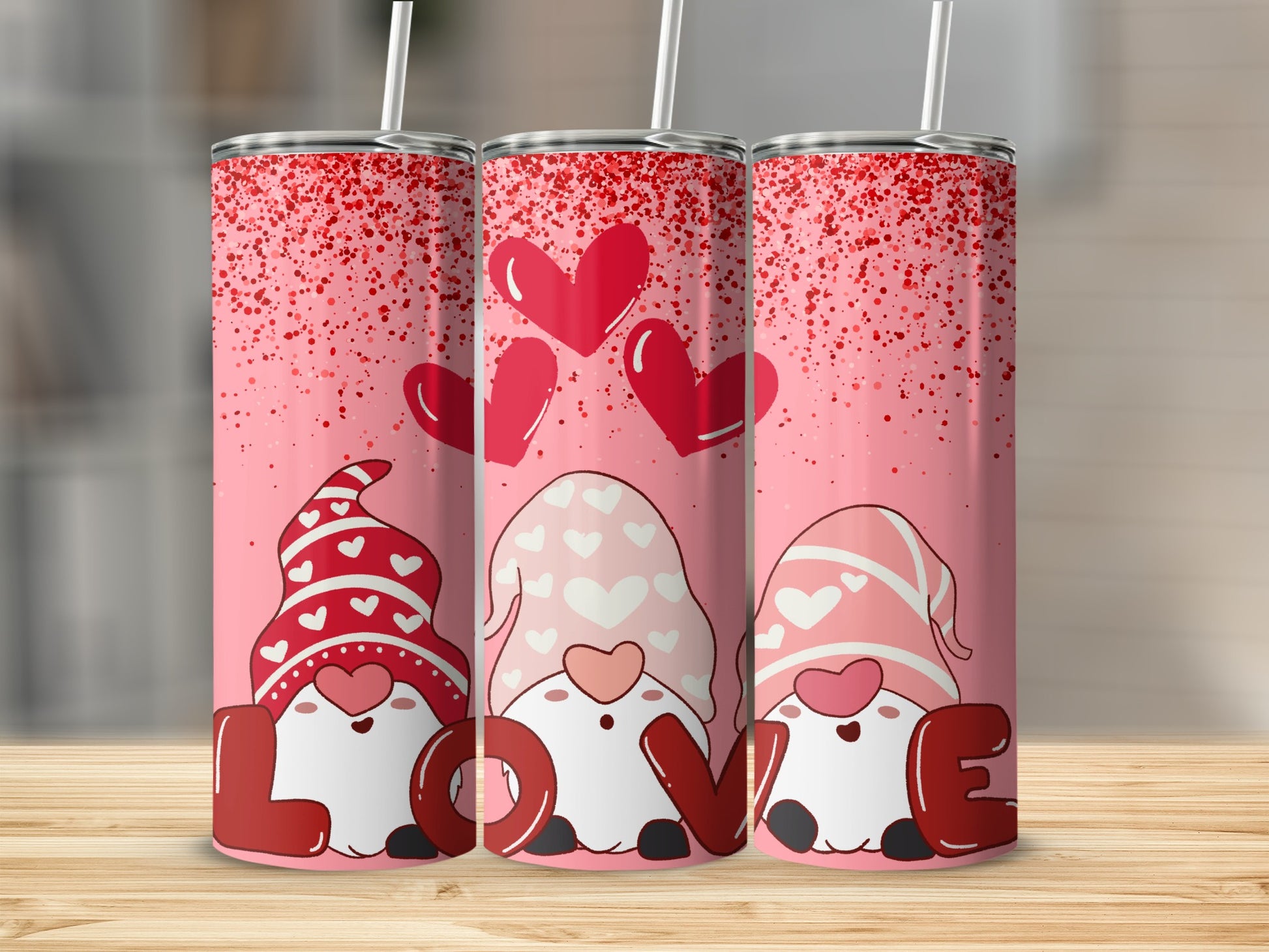 Valentine's Cute Gnome Hearts Tumbler Gift