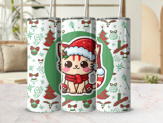 Cute Christmas Cat with Santa Hat Tumbler Product