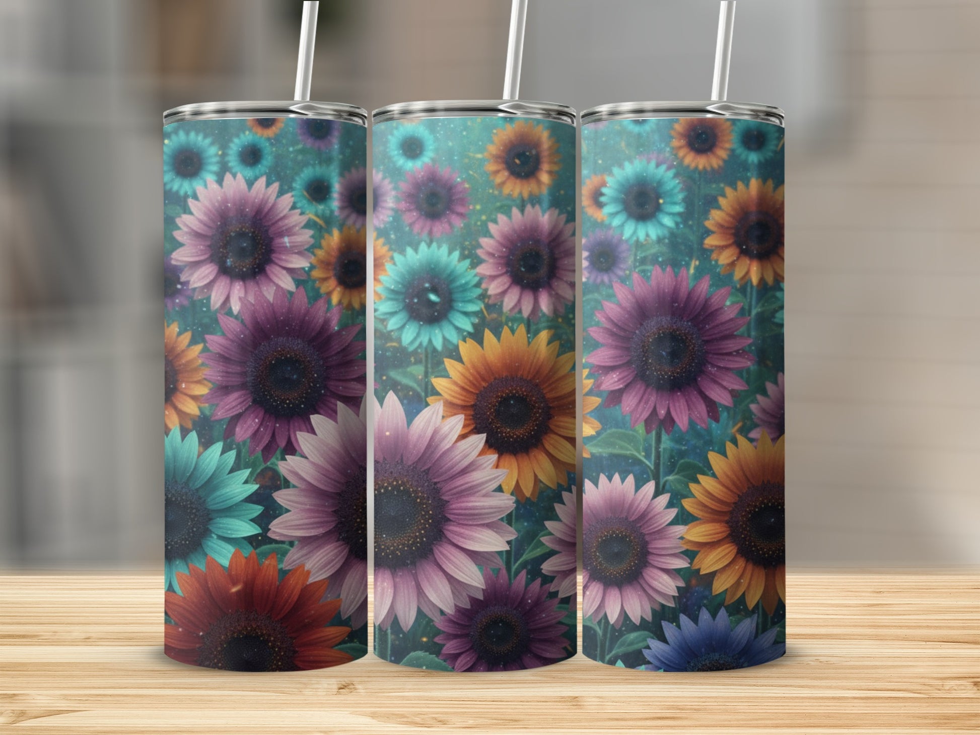 Colorful Sunflower Pattern Insulated Tumbler Product
