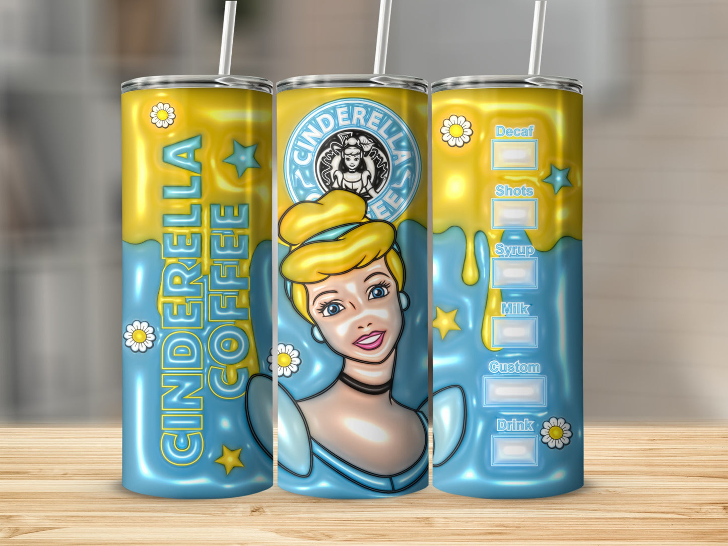 Cinderella Coffee Tumbler Custom Drink Order Design