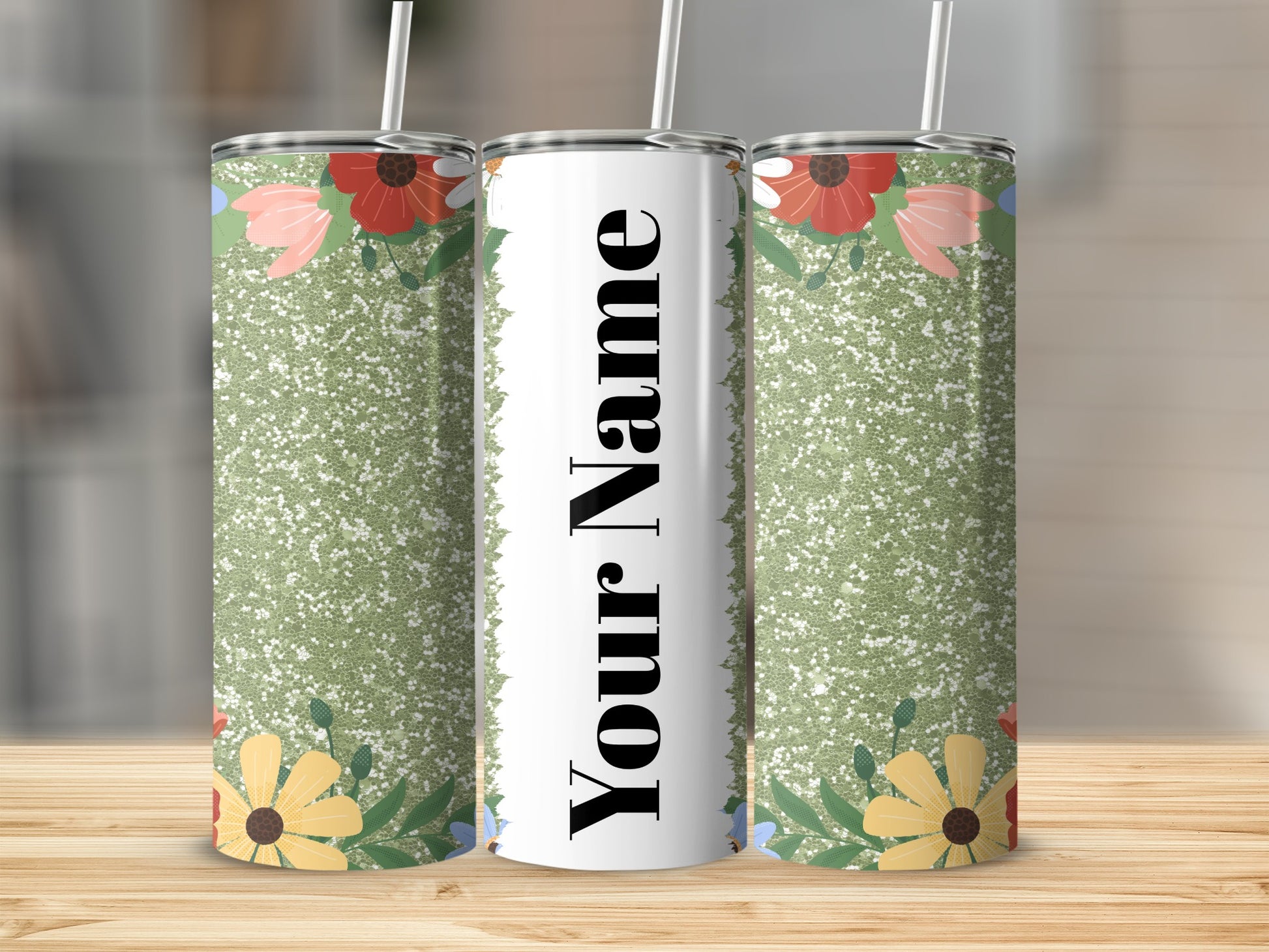 Floral Pattern Customized Insulated Tumbler Cup