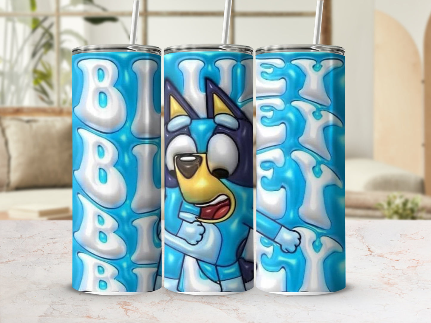 Bluey Character Blue Bubbly Letters Tumbler product type
