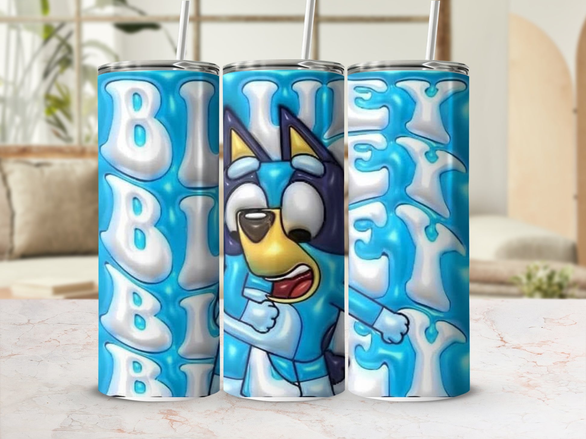 Bluey Character Blue Bubbly Letters Tumbler product type