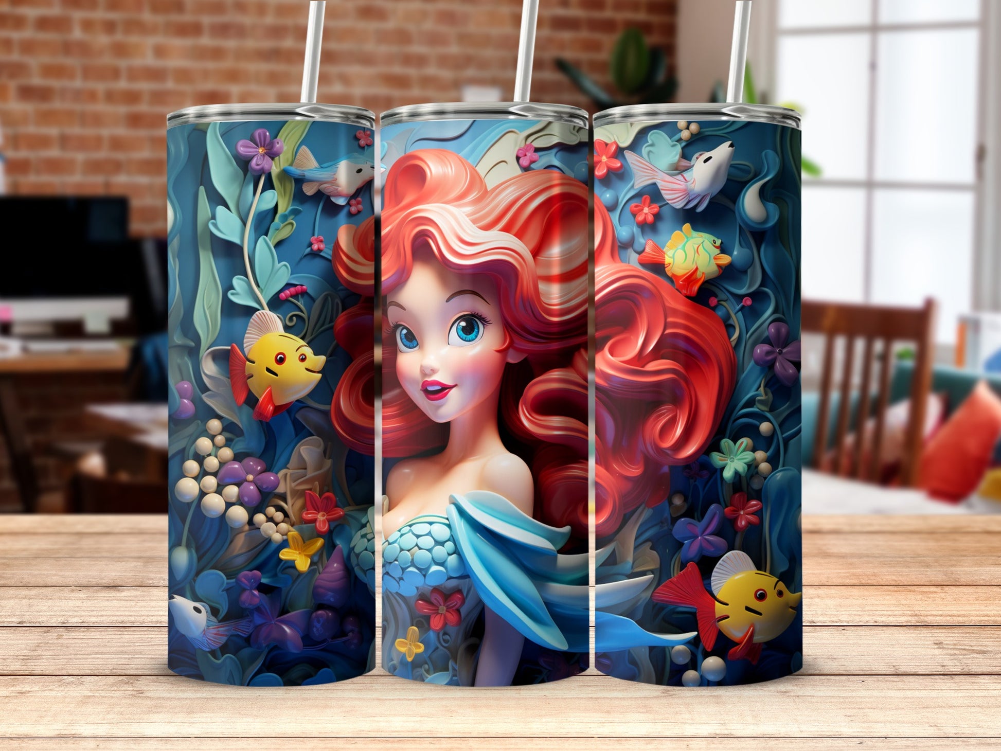 Colorful Mermaid Art on Elegant Tumbler