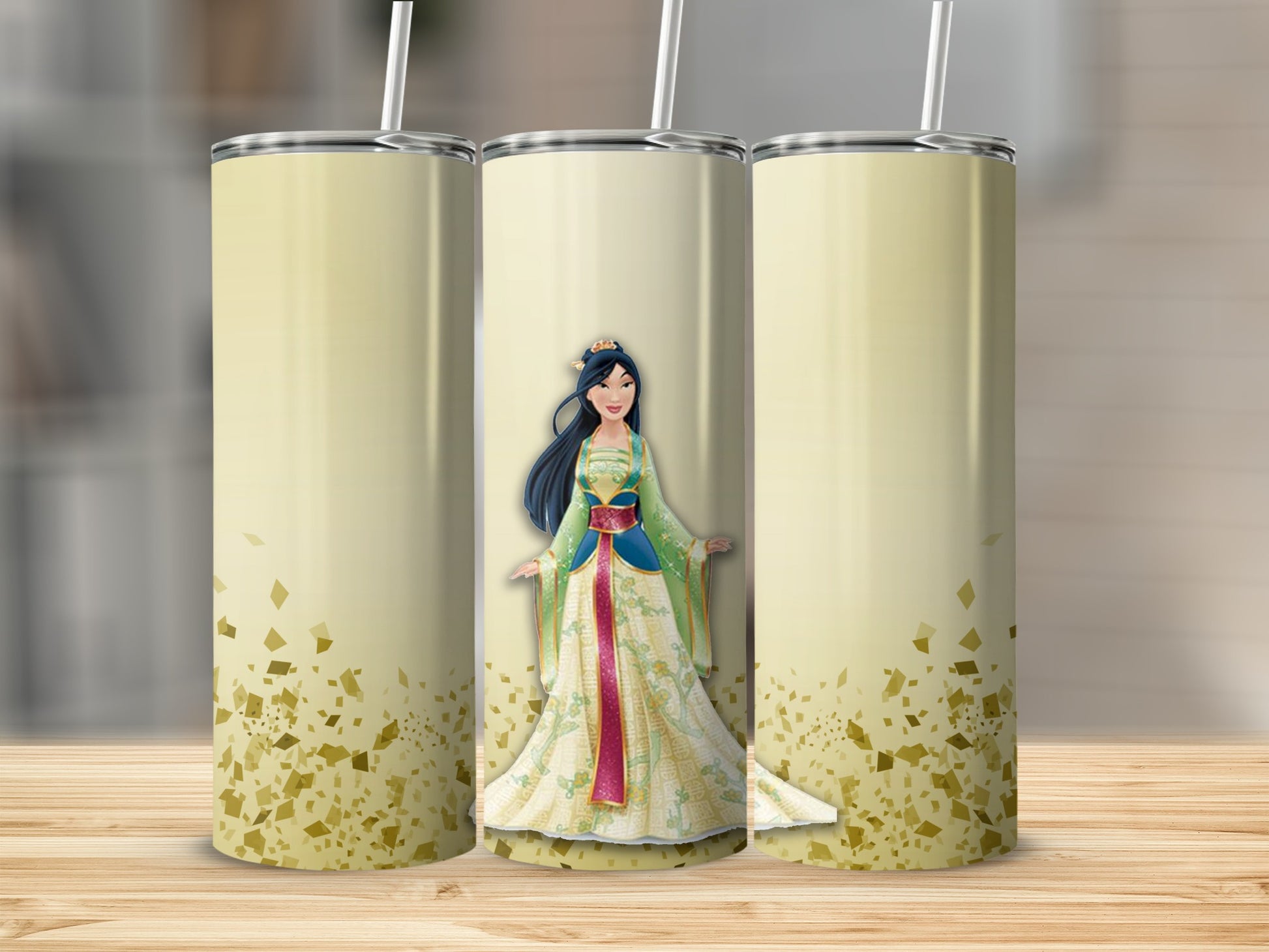 Elegant Princess Theme Beige and Gold Tumbler